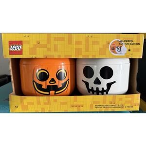 LEGO HALLOWEEN EDITION STORAGE SMALL HEADS SET  PUMPKIN AND SKELETON